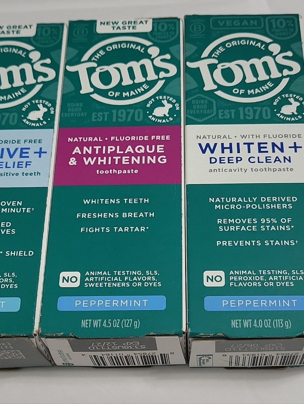 Tom's of Maine Toothpaste Lot Sensitive+ Rapid Relief Mint + Peppermint - Picture 9 of 10